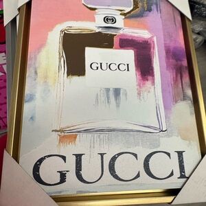 Gucci Perfume Bottle Wall Art — Luxury Fashion Decor Framed Print